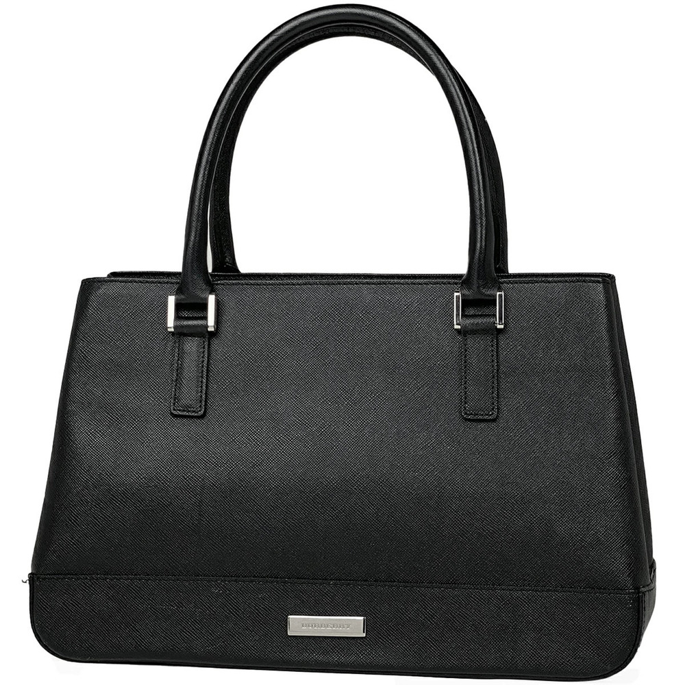 Burberry logo handbag tote bag leather black